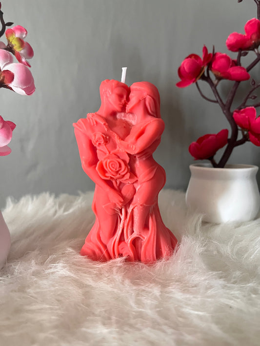 Bougie couple saveur rose